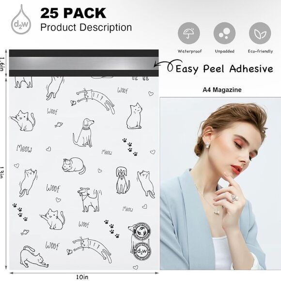 Biodegradable Poly Mailer 10x13 25 Pack, Eco-Friendly Shipping Bags for Clothing - Picture 4 of 6